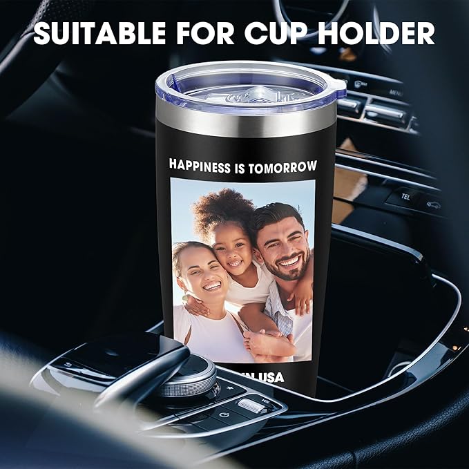 Personalized Custom Tumbler Print in USA 24 Pcs 20oz Stainless Steel Coffee Cup with Lid & Straw Double Wall Insulated Tumbler with Colorful Text Logo Photo