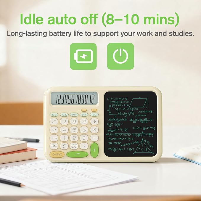 Desk Basic Calculator with Notepad for School ROATEE Cute Simple Big Button Standard Kawaii Calculator for Desk Back to School Supplies Non Scientific Calculator Green Basic Calculators for Students