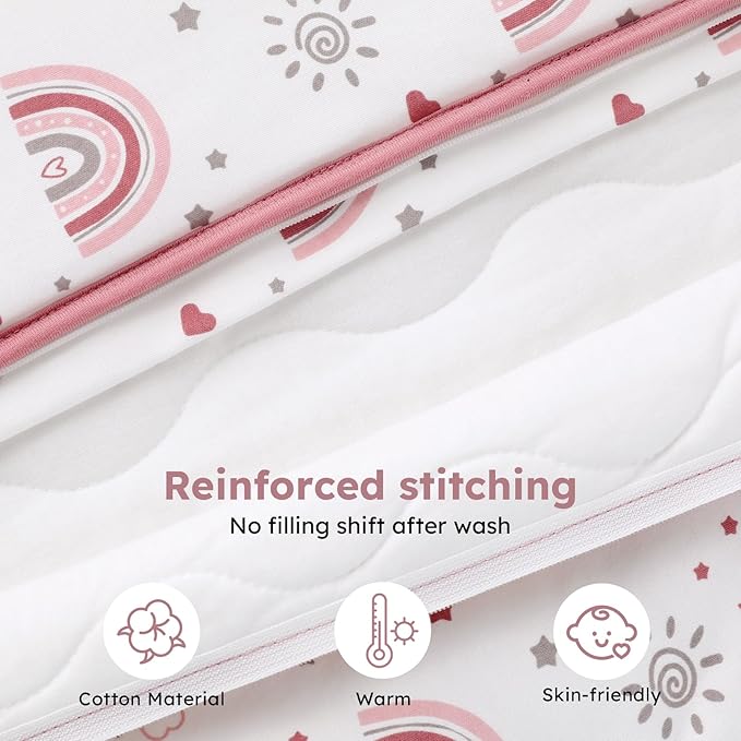 Baby Sleep Sack 0-6 Months, 2.5 TOG Cotton Winter Baby Wearable Blanket with 2-Way Zipper, Warm Soft Sleeping Bag for Newborn Infant Boy Girl, Small Rainbow