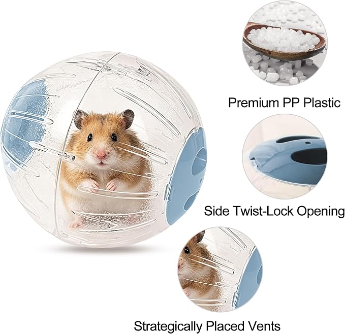 7.3 Inch Clear Hamster Running Ball Relieve Boredom Exercise Play Ball for Guinea Pig Rat Gerbil Hedgehog Small Pets Blue