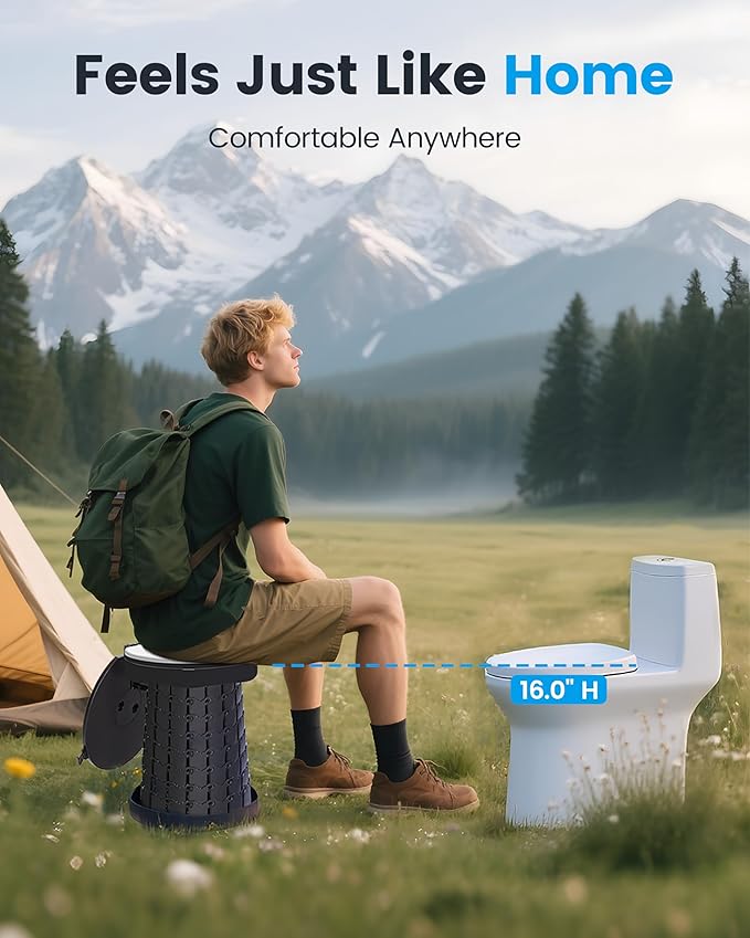 TRIPTIPS Upgrade Retractable Portable Toilet Travel Toilet Adjustable Height Camping Toilet Portable Potty for Adults Kids, Foldable Portable Toilet for Camping/Car
