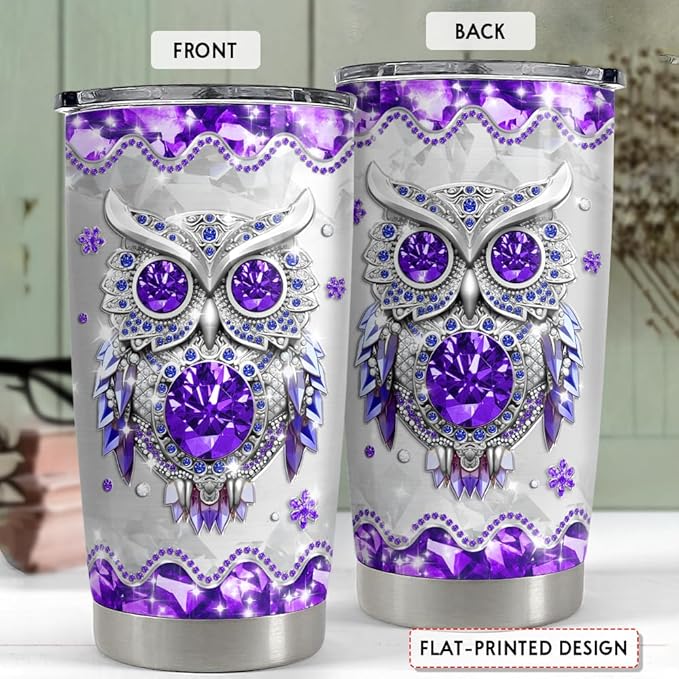 SANDJEST Owls Gifts for Women Girls Owl Tumbler 20oz Jewelry Drawings Stainless Steel Insulated Tumblers Coffee Travel Mug Cup Gift for Birthday Christmas
