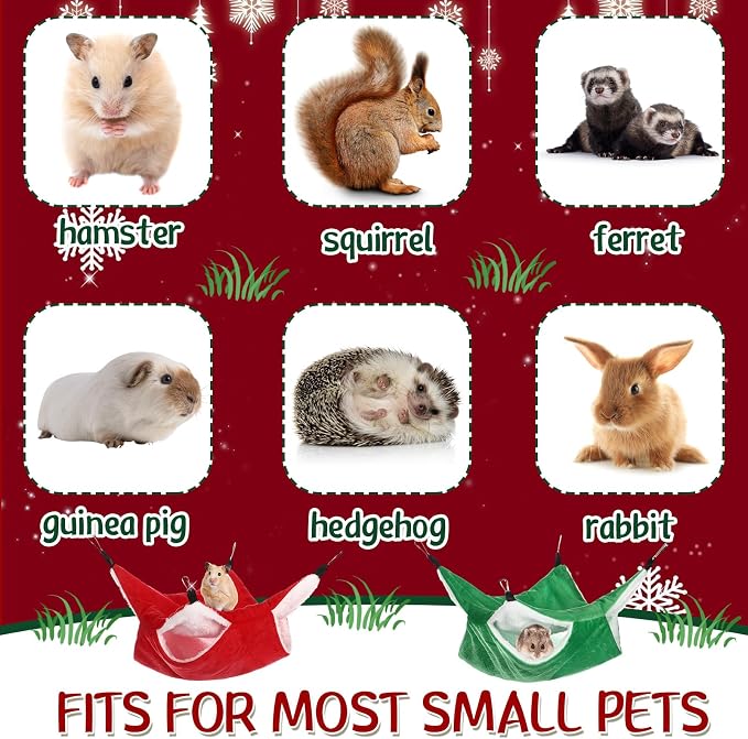 Nuogo 4 Pcs Guinea Pig Rat Hammock for Cage, Light Color, Classic | Ferret Hanging Hammock, Double Sided, Guinea Pig Accessories for Small Animals, Squirrel, Chinchilla, Parrot, Sugar Glider