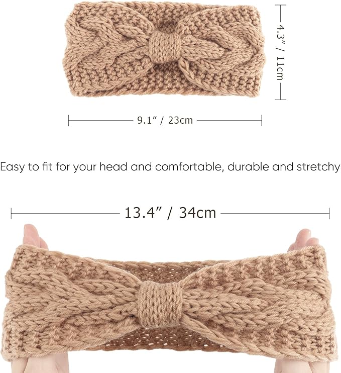 DRESHOW Winter Knit Chunky Headbands for Women Crochet Turban Knitted Ear Warmer Fashion Head Wrap 6 Pack