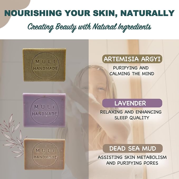 Natural Handemade Bar Soap for Men and Women with Essential oils, Scented Bar Soaps for Bath, Fragrance Regular Use Gift Set (Pack of 1) Lavender