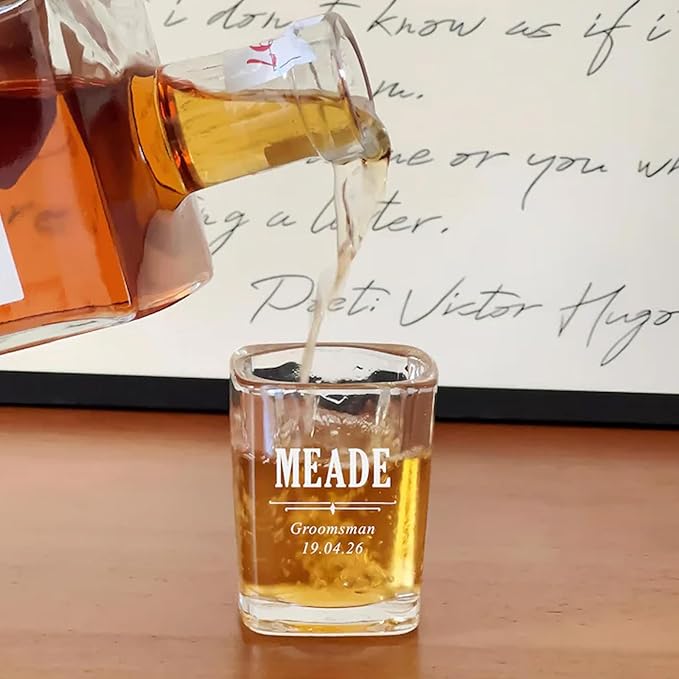 Personalized Groomsmen Gifts, Whiskey Glass 10 oz, Best Man Gift Custom Wedding Party Barware, Old Fashion Cup for Brandy Whiskey Beer for Men, Rocks Glasses for Dad, Husband (Style B)
