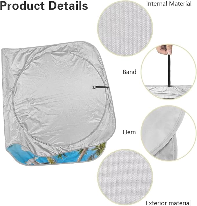 Tropical Pineapple Windshield Sun Shade Foldable Funny Car Windshield Sun Shad for Front Window Universal Fit for Most Cars SUV UV Rays & Heat Protection Car Interior Accessories