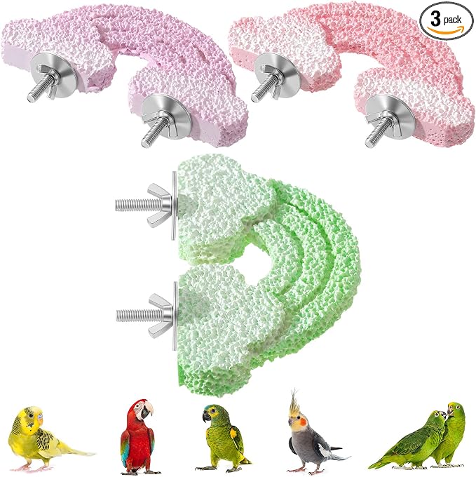 Novabright 3 Pack Bird Beak Grinding Stone Cloud Shaped Bird Perch 6.1 x 2.9 Inch Washable Birds Cage Accessories Parakeet Perches Replacement of Natural Wood Perches for Budgies Cockatiels Conures