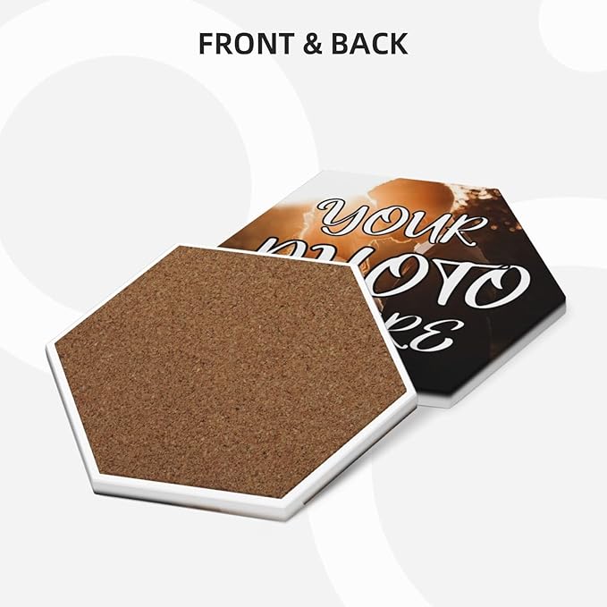 Custom Ceramic Coasters, Personalized Coasters with Photo Logo, Customized Cup Mat for Weddings, Bars, Coffee Table, Homes, Offices 6PCS