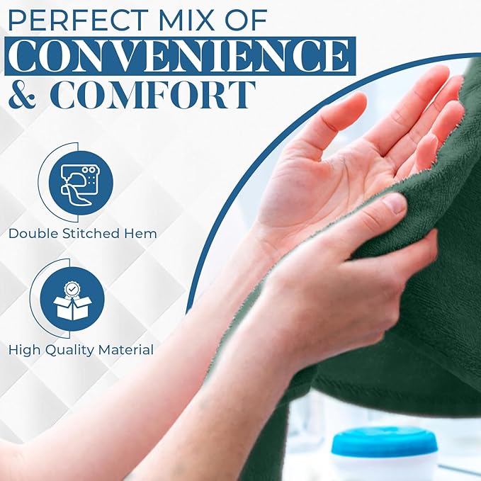 DAN RIVER 6-Pack Premium Hand Towels (16x28 Inches) - 100% Cotton, Ultra Soft, Lightweight, Highly Absorbent Towels for Bathroom, Spa, Gym, Salon, Hotel, and Travel - 550 GSM, Hunter Green