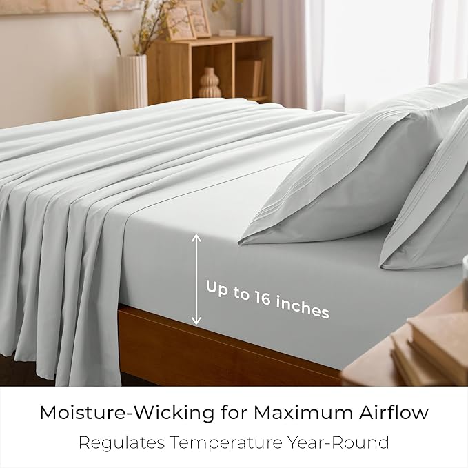 Mellanni California King Sheets Set - 4 PC Iconic Collection Bedding - Hotel Luxury, Extra Soft, Cooling Bed Sheets - Wrinkle, Fade, Stain Resistant (Cal King, Ivory)