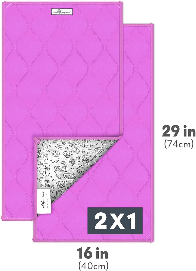 Paw Inspired Washable Fleece Guinea Pig Cage Liners, C&C 2x1, Pink | Super Absorbent Pee Pad, Bedding, Waterproof Bottom, Pet Bed Mat for Guinea Pigs, Ferrets, Rabbits, Hamsters, Small Animals