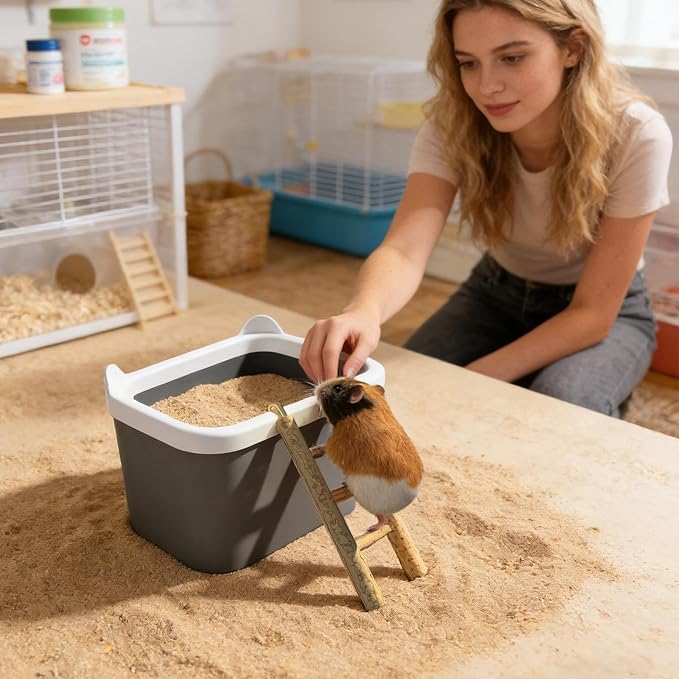 Hamster Litter Box Large Removable Enrichment | Dwarf Hamster Dig Box Bathing Bowl for Mouse Gerbil Chinchilla Home Travel Enrichment Bathing Play