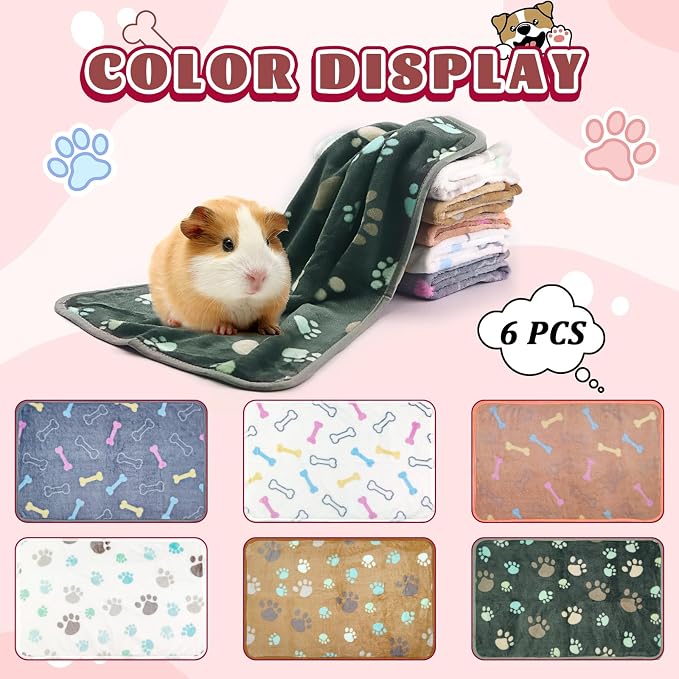 YedsIntu 6 Pcs Washable Guinea Pig Blankets Absorbent Small Animal Fleece Bedding Cage Liners Reusable Pet Pee Pad Sleep Mat Pad Cover for Hamster Ferret Rabbit Chinchilla Hedgehog (Grey, 16" x 24")