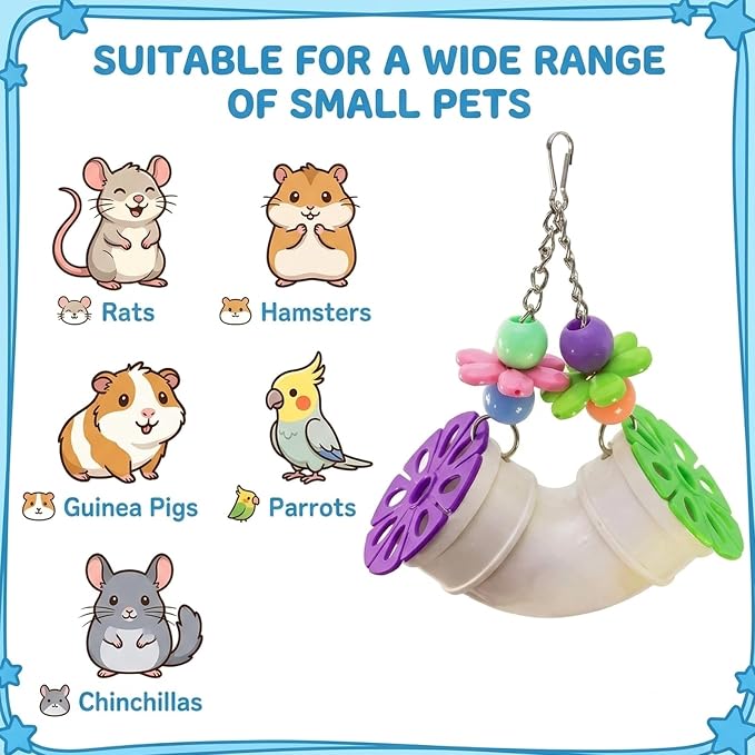 Single Rat Accessories, Rat Cage Accessories, Rat Enrichment Decoration for Foraging Tube Enrichment Activity for Rats, Mice, Mouse