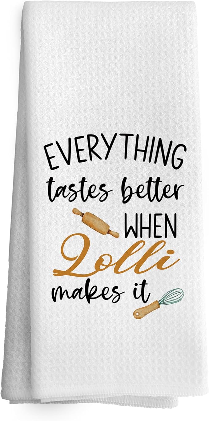 Lolli Gifts Kitchen Towels Grandma Gifts from Grandchildren, Grandma Gift for Mothers Day Dish Towel Dishcloth 16x24 Inches, Grandmother Gift Decorative Absorbent Hand Tea Towels Decor