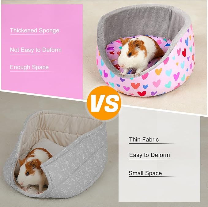 Glittme Soft Guinea Pig Bed, 11.8" Machine Washable Small Animal House Bed | Small Animal Hideout Features A Thick Removable Mat And Plush Fleece For A Cozy Resting Spot In Various Pet Cages