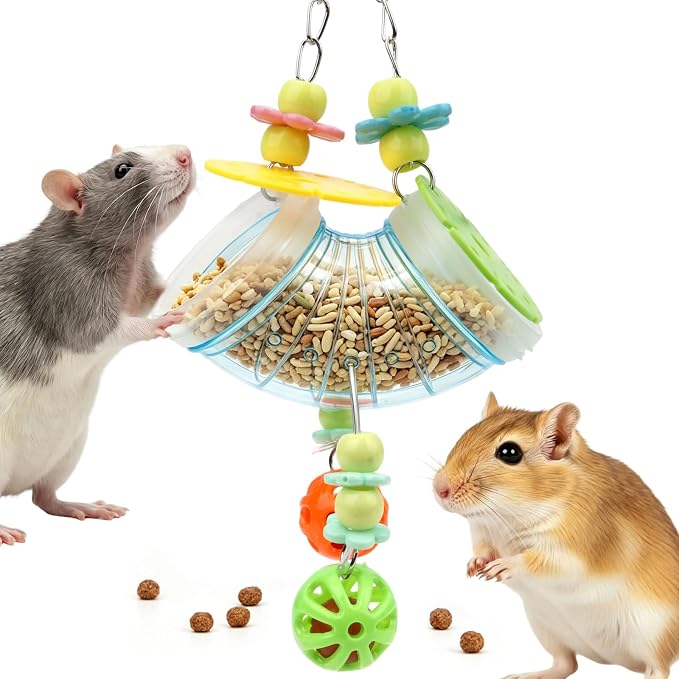Hypeety Rat Enrichment Toys Cage Accessories Chew Toy for Rat Parrot, Blue | Promotes natural foraging, reduces boredom, with wide opening, hanging slow feeder for treats, easy-clean, puzzle toy, blue