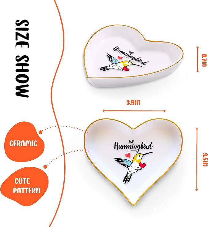 Hummingbird Ring Holder Dish Tray, Gifts For Women Teens Girls, Hummingbird Lovers Themed Stuff Things Decor Merch, Home Room Ring Earrings Necklace Organizer Holder!