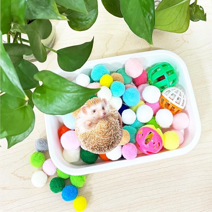 Dig-Box Tray for Hedgehog Cage with Ball Toy, Hedgehog Enrichment Kit Toy, Hedgehogs Accessories, for Hamster, Cat, Small Animal Accessories (White, 8.4 * 5.9 * 1.6in)