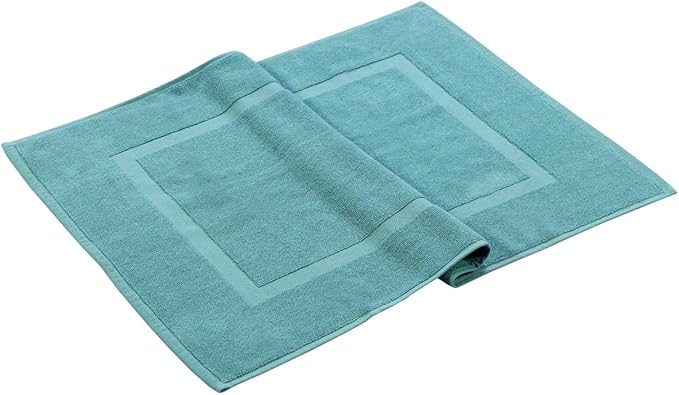 HILLFAIR 900 GSM-Hotel-Spa Tub-Shower Bath Floor Towels - (2 Pack, Sea Green, 21 Inch by 34 Inch) - 100% Cotton Floor Towels Machine Washable Cotton Terry Bath mat Rugs - 2 Piece Towel Set