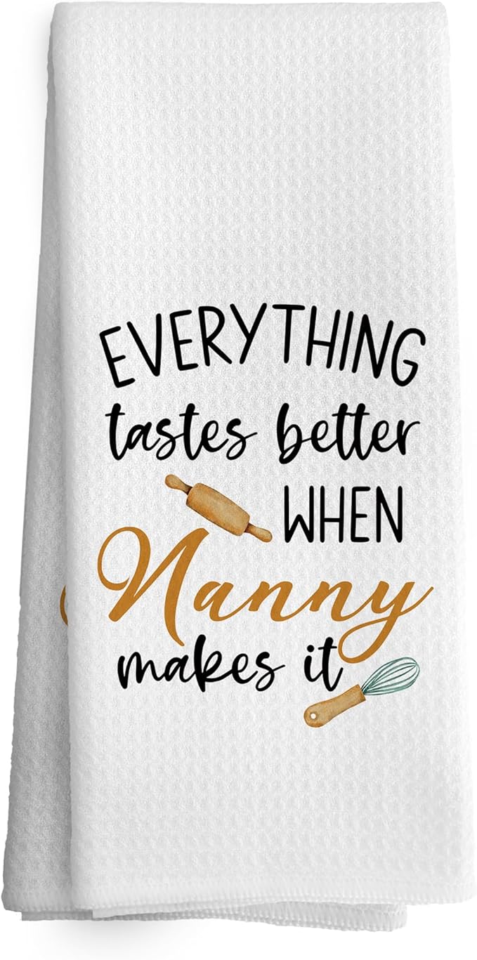 Nanny Gifts Kitchen Towels Grandma Gifts from Grandchildren, Grandma Gift for Mothers Day Dish Towel Dishcloth 16x24 Inches, Grandmother Gift Decorative Absorbent Hand Tea Towels Decor