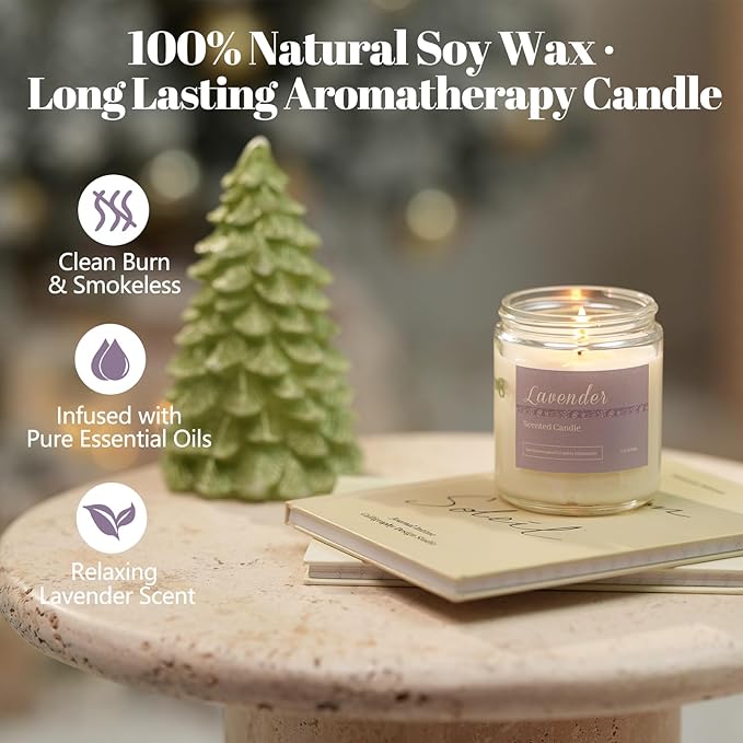 Holiday Scented Candle Gift Set, 6 Pack Natural Soy Candles for Home, Long Lasting Christmas Gifts for Women, Men, Friends & Family, Winter Aromatherapy Candle Set for Relaxing & Home Décor