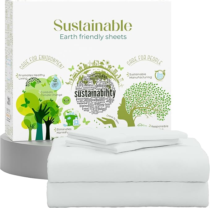 SUPREME ELEGANCE Full Size Bed Sheets Set - Natural 100% Cotton Percale Deep Pocket Full Size Sheets Set, OekoTex Made in Green Sustainable Cotton Bedding with Snug Fit, Crisp Comfy Feel, Soft Silver