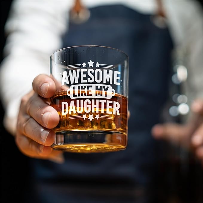 Dad Whisky Glass Birthday Gifts for Dads from Daughter Awesome Like My Daughter 11Oz Whisky Glass Christmas Fathers Day Present Idea for Dad Who Wants Nothing Drinking Wine Cup for Father
