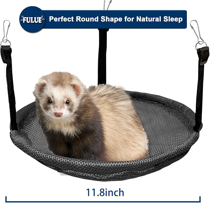 Round Ferret Bed Hammock12 Inch, Breathable Mesh Hanging Bed for all Ferret Nation/Midwest Cages, Cozy Donut Cuddle Pod for Sleeping ,Perfect Round Shape for Natural Sleep