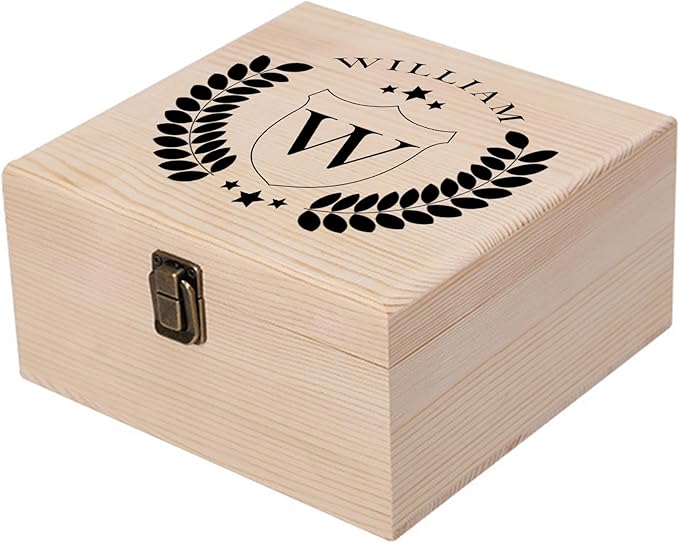 Personalized Keepsake Memory Box Custom Name Wooden Decorative Storage Box with Lids, Christmas Gift Box for Women Men Customized Gifts for Birthday Anniversary Wedding Graduation