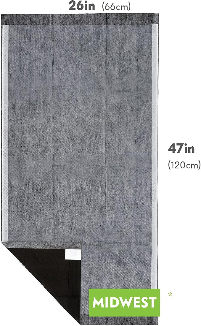 Paw Inspired Disposable Cage Liners, 47x26 Inch (Midwest), 8 Count | Bamboo Charcoal Odor Controlling, Super Absorbent Pads For Guinea Pigs, Ferrets, Rabbits, Hamsters, Small Animals