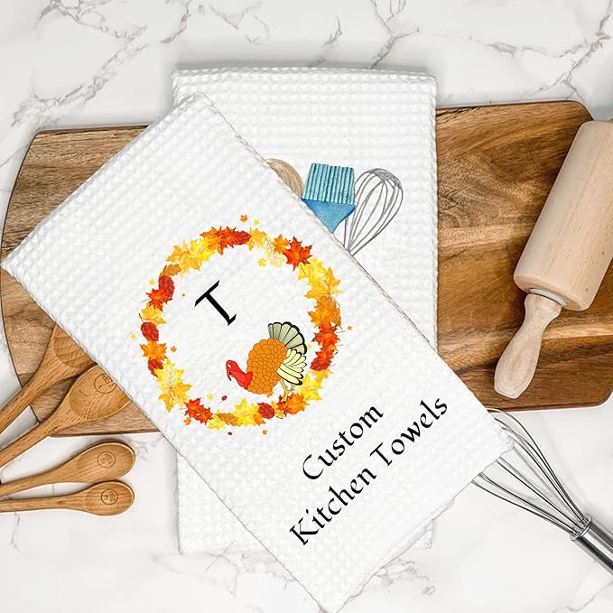 Custom Kitchen Towels Personalized Name Kitchen Towels Housewarming/Holiday/Birthday/Anniversaries Gift for Kitchen Decor Custom Waffle Dish Towel