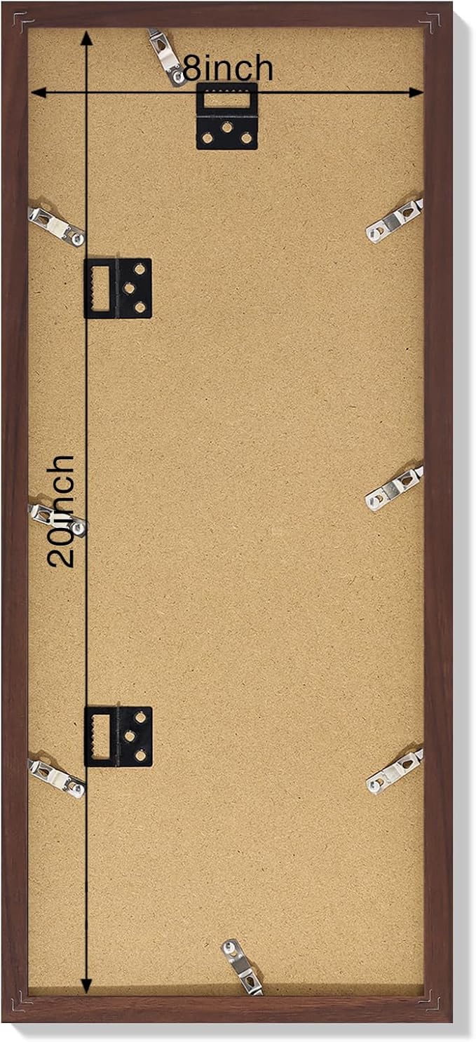 Vittanly 8x20 Collage Picture Frame, Displays 4Pcs 4x6 Pictures with Mat or 1Pcs 8x20 without Mat, Picture Frames Collage Wall Decor for Horizontal or Vertical Display, Brown, 1 Pack