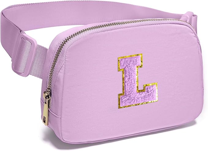 Gitus Gifts for 8 9 10 11 12 Year Old Girls Belt Bag Fanny Pack Crossbody Bags with Initial Letter Patch Cute Stuff Birthday Gifts for Teen Girls Women Personalized Trend Stuff (Lavender-L)