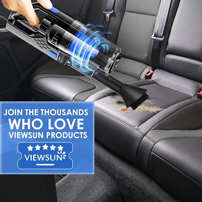 Viewsun Car Cleaning Kit, Car Interior Detailing Kit with High Power Handheld Vacuum, Detailing Brush Set, Windshield Cleaner, Cleaning Gel, Complete Auto Accessories for Men, Women