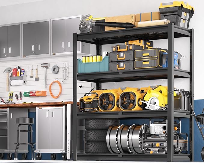 PrimeZone Heavy Duty Garage Shelving 2200 LBS 4 Tier Heavy Duty Storage Shelves Adjustable Industrial Metal Wire Shelf Unit for Garage,Basement,Pantry,Warehouse,Commercial,40" W X 20" D X 60" H 2Pack