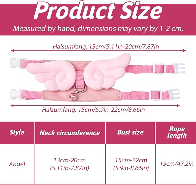 Ferret Harness and Leash Set Small Animals Vest Harness Soft-Harness Leash Vest Set with Bell Guinea Pig Clothes for Baby Ferret Rats Hamster Teacup Chihuahua Mouse Small Pet