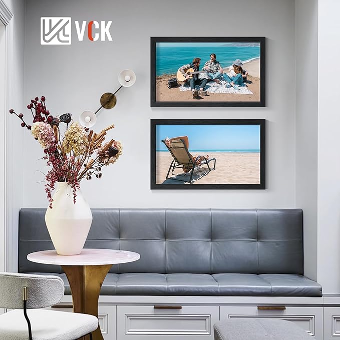 VCK 14x24 Picture Frames Black Set of 6, Wide Border Wood Poster Frame, Multi-Directional Display Family Photos, Office Prints, Studio/Gallery Artwork, Woodgrain Series, Wall Hanging