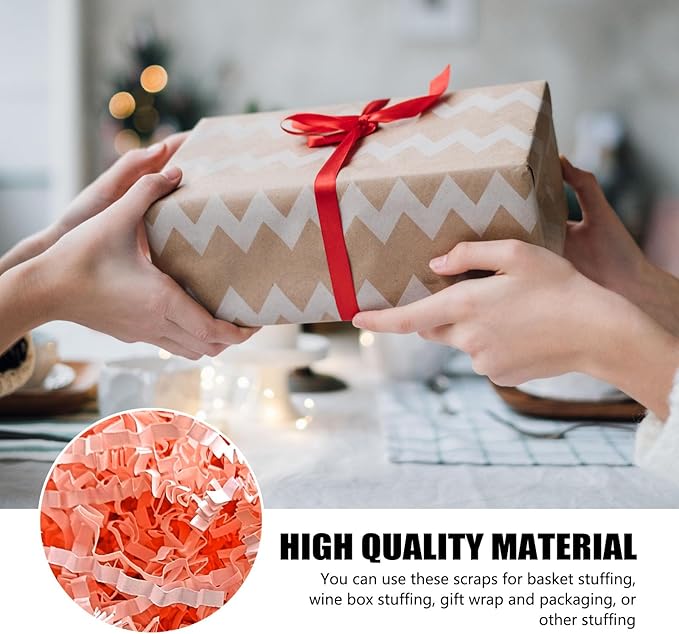 ZEBMOON 1 LB Pink Crinkle Cut Paper Shred Filler Great for Gift Wrapping, Basket Filling, Birthday, Wedding, Halloween, Thanksgiving, Christmas Day, New Year Party Decorations Filling Supplies B