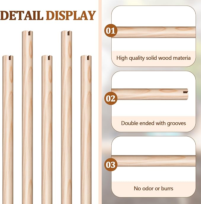 Sintuff Bird Perches for Cage Accessories, Wooden Perch Rods Replacement with Double Head Slots, 0.6 Inch Diameter Natural Wood Stand for Parrot Macaw Cockatoo Parakeet (21 Inches,8 Pcs)