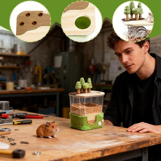 Hamster Sand Bath Box Clear Raised Hamster Toy Cage | Small Animal Shelter Training Observation Projects Playpen Activities for Animal Lovers Living Room Bedroom Study