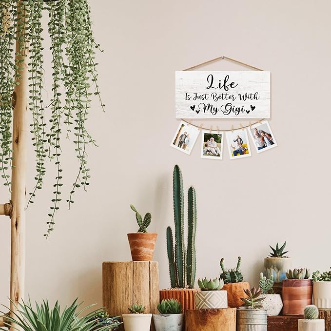 Gigi Gifts Picture Frame Photo Holder for Wall, Birthday Gifts for Nana Grandma, Thank You Grandmother Gift from Grandchildren Grandkids Hanging Photo Display