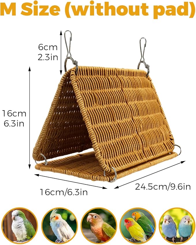 Chewproof Steel Frame Cockatiel Bird Nest for Cage for Medium Parrots | Washable Bird Bed Hammock for Sun Conure, Quaker, Bird Tunnel Parakeet Nest, Parakeet Bed House Hut for Lovebird, Budgie