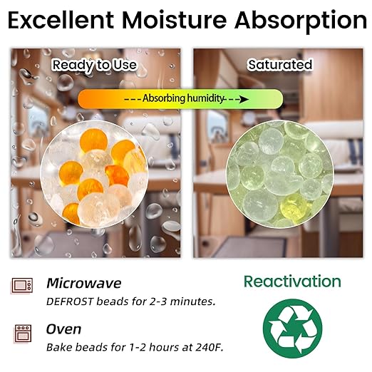 200g Rechargeable Indicating Silica Gel Desiccant Bag – 4-Pack – Large Capacity Moisture Absorber for Gun Safes, Electronics, Filament Boxes – Reusable Color-Change Orange→Green