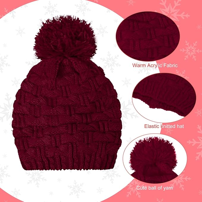 JenPen 4 Pcs Winter Hat Scarf and Gloves Set for Women Include Ear Cover Cold Weather Scarf Hat Knit Beanie Gloves