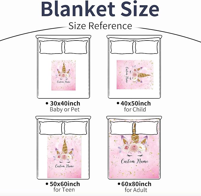 Custom Horse Blanket with Name for Girl, Personalized Name Blanket for Kids, Soft Flannel Pink Toddler Blanket Customized Gift for Birthday Christmas Baby Shower Children Day 40x50in