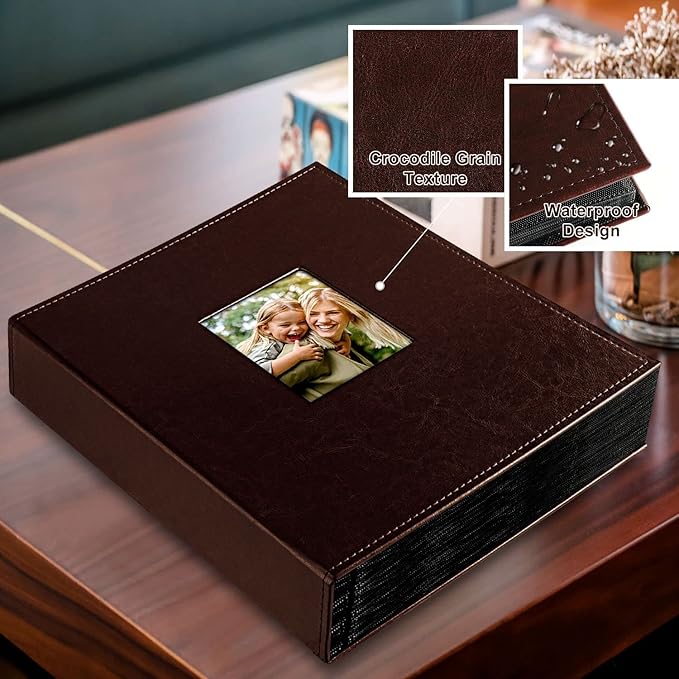 Ywlake Photo Album 4x6 400 Pockets, Leather Photo Albums Holds 400 Vertical Pictures Only Brown