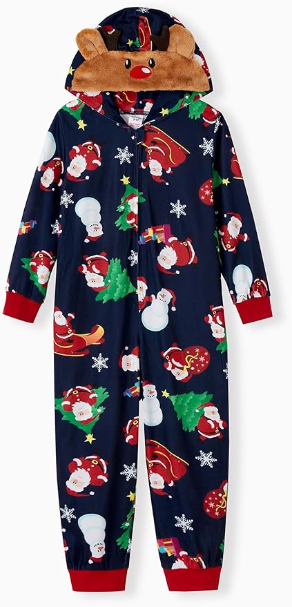 PATPAT Matching Family Christmas Onesie Pajamas – Holiday Hooded Jumpsuit Sleepwear PJs Couples Xmas Loungewear with Socks
