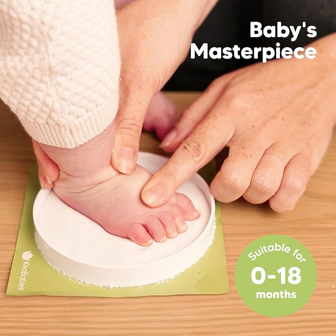 KeaBabies Baby Hand and Footprint Kit Girls, Boys - Personalized Baby Footprint Ornament Kit, Newborn Keepsake Gifts for New Mom, Easy to Use Handprint Makers, Cute Shower Gifts (Gold Paint, Cherish)